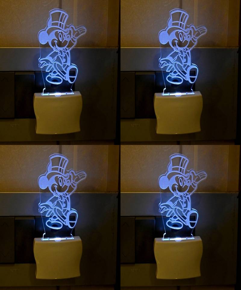 3D Illusion Effect Mickey Mouse Multi Colour LED Night Lamp, Pack Of 4