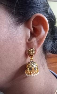 RozMili Oxidized Gold Plated Alloy metal Latest Designer Jhumki for Women & Girls 3