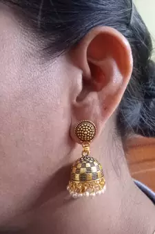 RozMili Oxidized Gold Plated Alloy metal Latest Designer Jhumki for Women & Girls