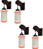 Decorative Power Saver Sconce Wall Lamp/Light With Stylish Wooden Fitting -A126, Pack Of 4