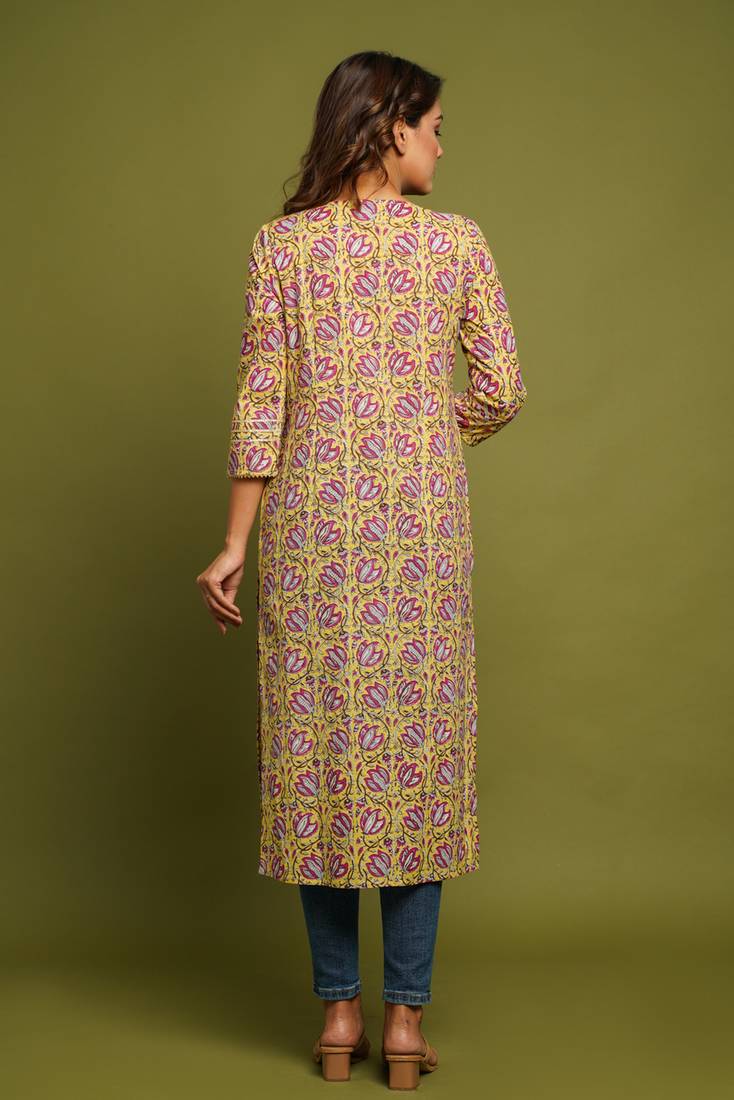 COTTON PRINTED STRAIGHT KURTI