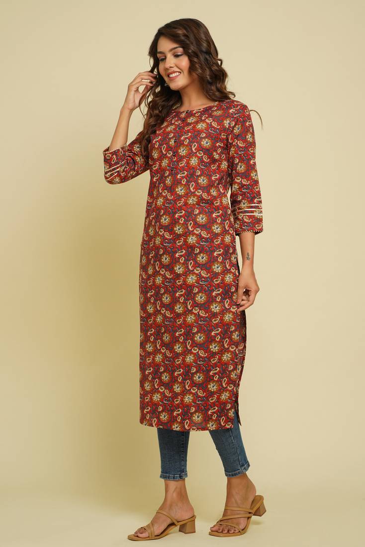 COTTON PRINTED STRAIGHT KURTI
