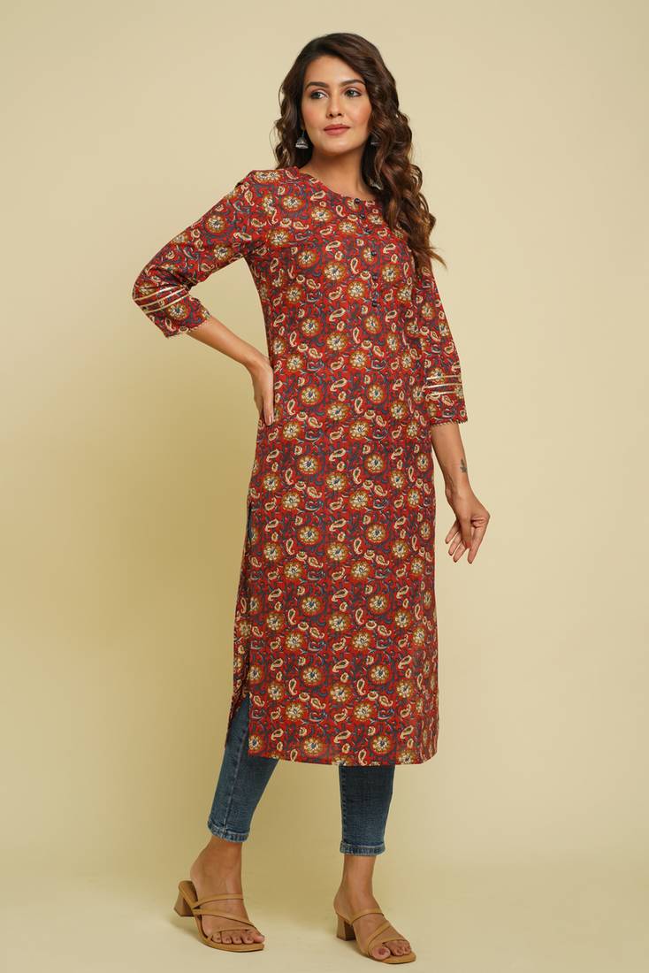 COTTON PRINTED STRAIGHT KURTI