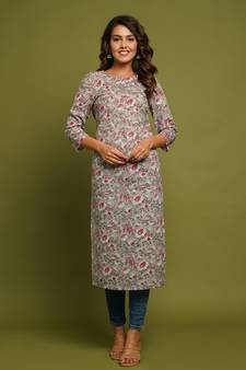 COTTON PRINTED STRAIGHT KURTI