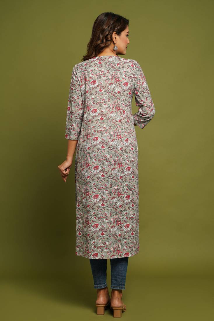 COTTON PRINTED STRAIGHT KURTI