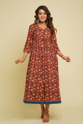 COTTON PRINTED FLORAL KURTI 1
