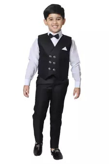 Black 3 Piece Baba Suit Set Cotton For boys // Western Wear