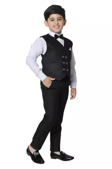 Black 3 Piece Baba Suit Set Cotton For boys // Western Wear