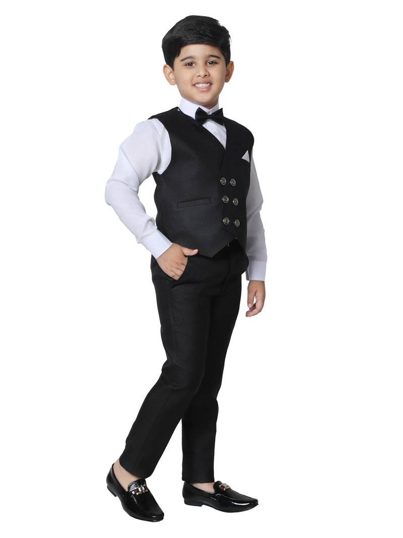 Black 3 Piece Baba Suit Set Cotton For boys // Western Wear