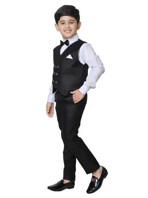 Black 3 Piece Baba Suit Set Cotton For boys // Western Wear 3