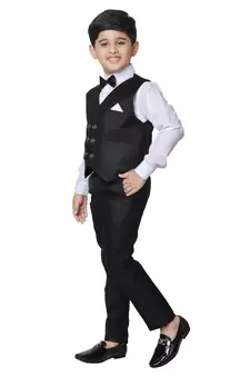 Black 3 Piece Baba Suit Set Cotton For boys // Western Wear