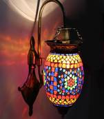 Attractive Royal Metal Fitting Decorative Colourful Glass Shade Wall Lamp Light - A1