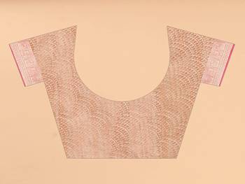Peach Chanderi Cotton Threads & Zari Work Treadtional saree with Blouse 5
