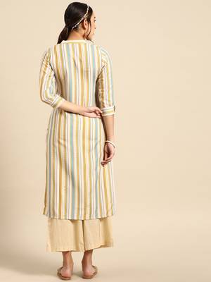 Women's Beige Digital Printed Rayon Kurta. 2
