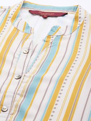 Women's Beige Digital Printed Rayon Kurta. 5