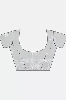 Grey Hand Embroidered Faux Georgette Lucknowi Chikankari Indian Women Saree With Blouse