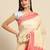 Cream printed cotton saree with blouse
