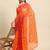Orange printed chiffon saree with blouse
