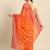 Orange printed chiffon saree with blouse