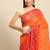 Orange printed chiffon saree with blouse