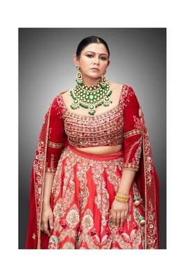 Embroidered Red Lehenga Set 3