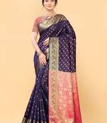 Purple woven silk saree with blouse