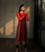 Embroidered Kurta With Hot Pink Crop Top