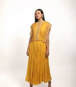 Yellow Kurta With Embroidered Organza Jacket