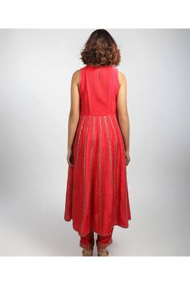 Cherry Red Embroidered Kurta Set 4