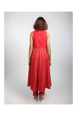 Cherry Red Embroidered Kurta Set 5