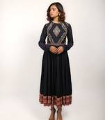 Navy Blue Embroidered Anarkali Set