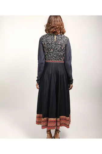 Navy Blue Embroidered Anarkali Set
