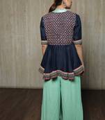 Peplum Jacket With Sky Blue Wrap Top  And Pallazos