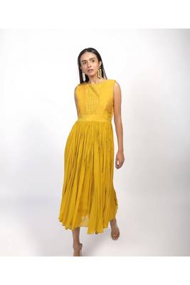 Yellow Cording Dress With Stonework 1