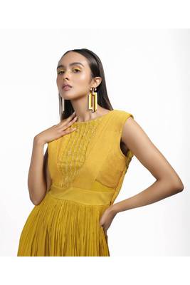 Yellow Cording Dress With Stonework 2