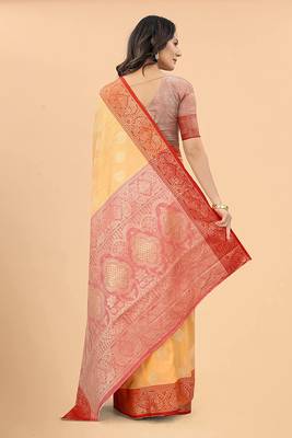 Women'S Woven Self Design Cotton Katan Silk Saree With Unstich Blouse Piece   4