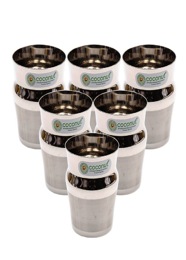 Coconut Stainless Steel Water/Juice Glass Set of 6 - Capacity 270 ml each