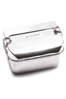 Coconut Stainless Steel Rectangle Lunch Box With Plate - 1 Unit - 15cm