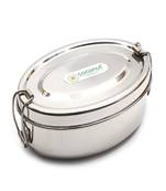 Coconut Stainless Steel Oval Shape Lunch Box with Plate - 1 Unit - 15cm