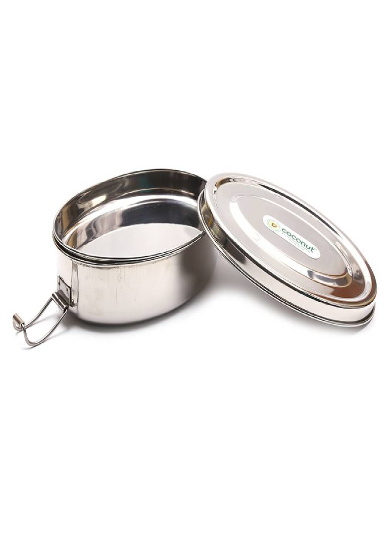 Coconut Stainless Steel Oval Shape Lunch Box with Plate - 1 Unit - 15cm