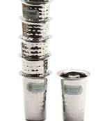 Coconut Stainless Steel Hammered Tea/Coffee Glass - (Set of 6, Silver) - 150ml
