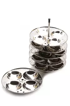Coconut Stainless Steel Hammered Idly Cooker - 4 Plate - 16 - Idly