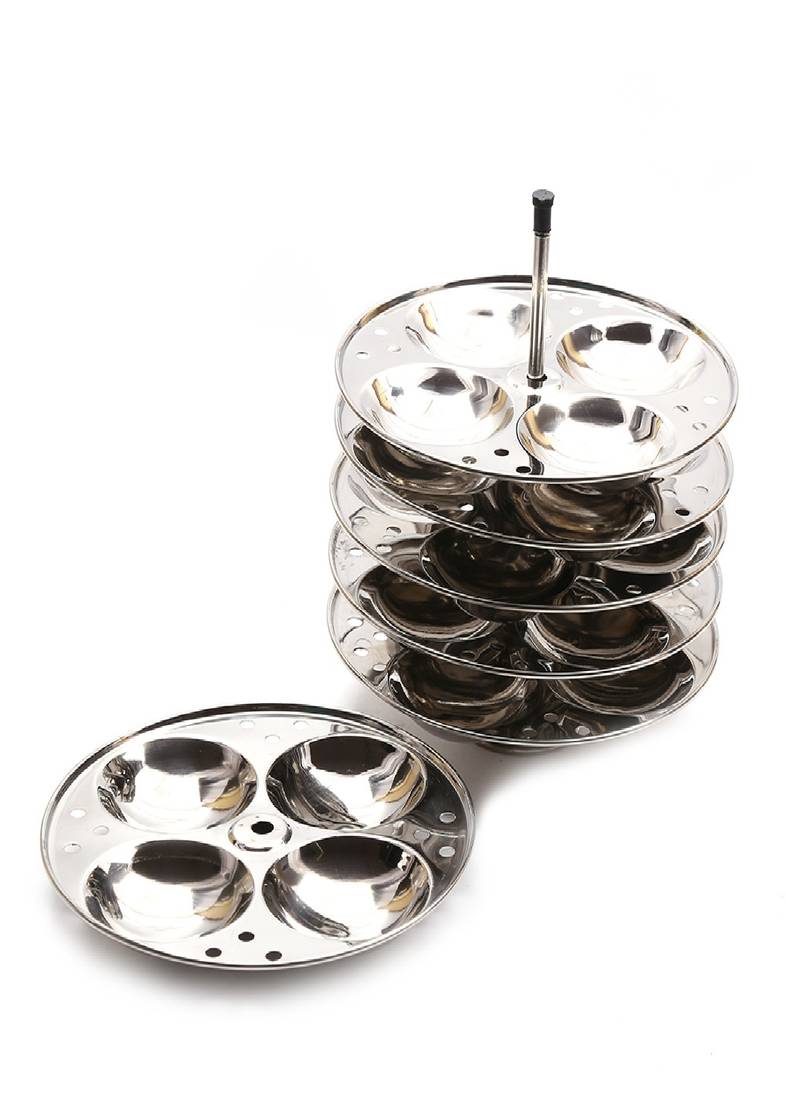 Coconut Stainless Steel Hammered Idly Cooker - 4 Plate - 16 - Idly