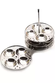 Coconut Stainless Steel Hammered Idly Cooker - 4 Plate - 16 - Idly
