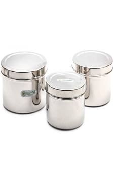 Coconut Stainless Steel Dabba/Storage Box - set of 3 - 350ml, 500ml, 750ml