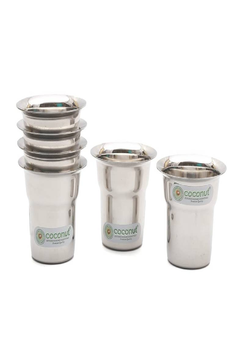 Coconut Stainless Steel Tea/Coffee Glass - Set of 6 (150 ML Each)