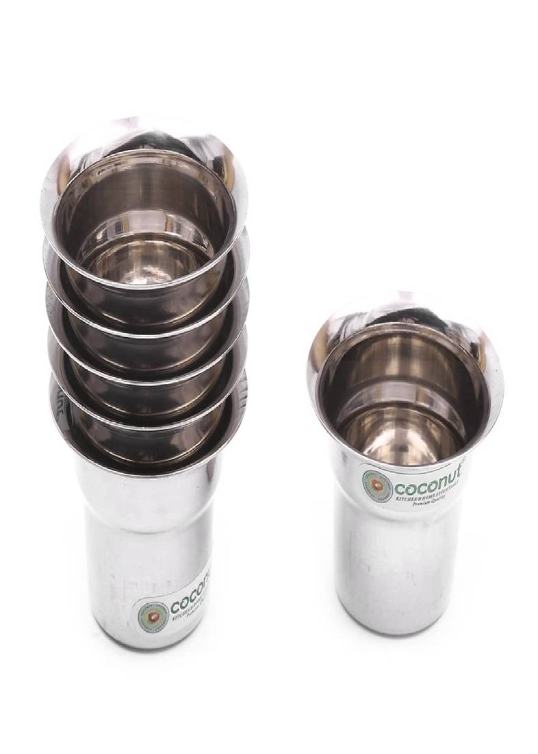 Coconut Stainless Steel Tea/Coffee Glass - Set of 6 (150 ML Each)