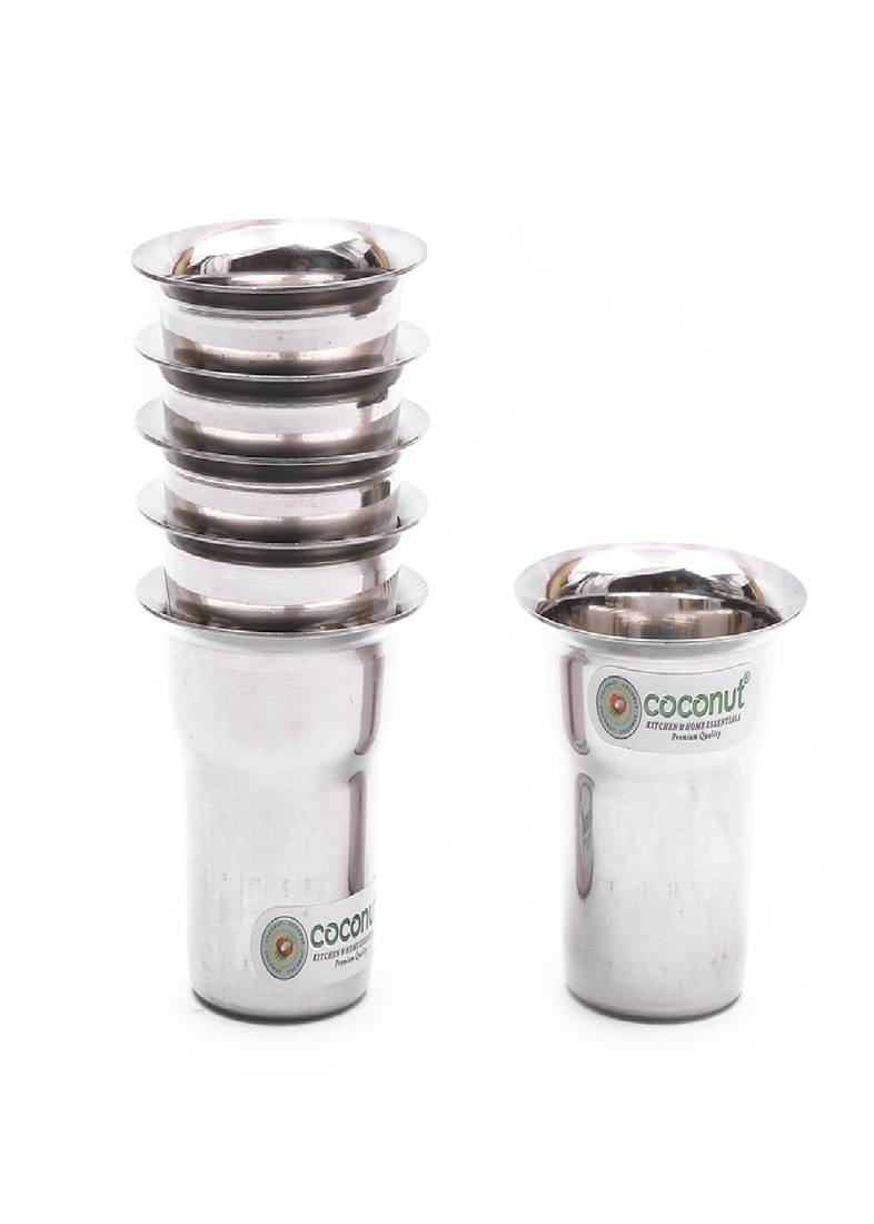Coconut Stainless Steel Tea/Coffee Glass - Set of 6 (120 ML Each)