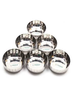 Coconut Stainless Steel Halwa Plate/ Serving Plates/ Snacks Plate - Small - Pack of 6(Diameter - 10Cm) 1
