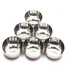 Coconut Stainless Steel Halwa Plate/ Serving Plates/ Snacks Plate - Small - Pack of 6(Diameter - 10Cm)
